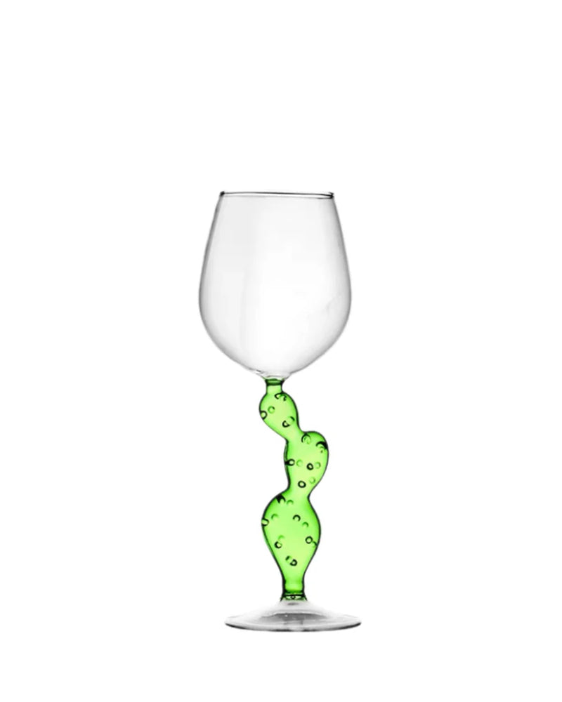 Green Cactus Wine Glass